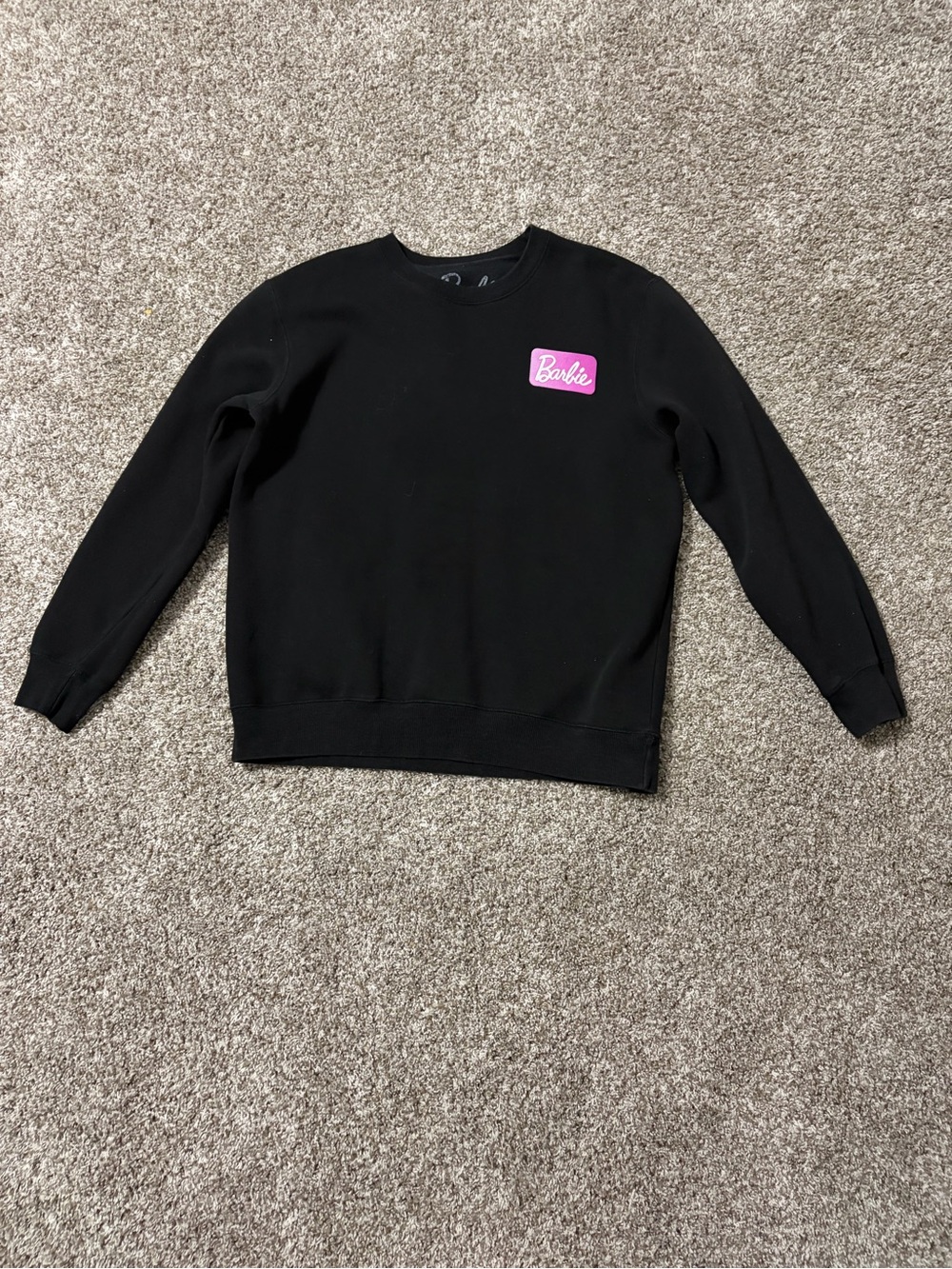Barbie Black Crewneck Sweatshirt with Pink Logo Patch